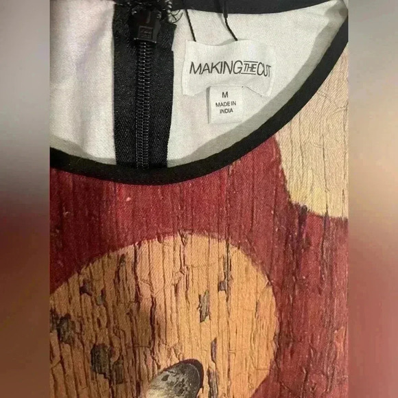 Making The Cut Winning Look Garys Beige Burgundy Paint Print Dress Sz M - Picture 5 of 12